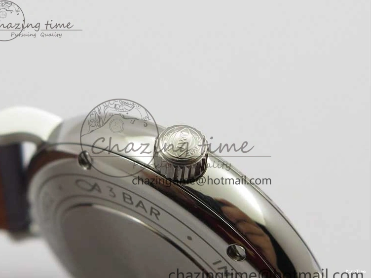 MIROTIME 0510 Attractive Portofino 37mm SS V7F 1:1 Best Edition Gray Dial Diamonds Bezel on Gray Leather Strap A 7091